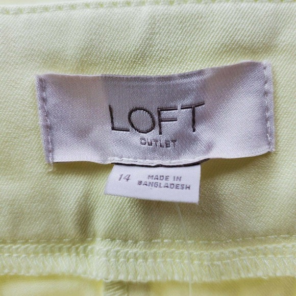 Ann Taylor Loft Womens Dress Pants Trousers SZ 14 Solid Yellow Wide Leg Crop NWT - Picture 5 of 11